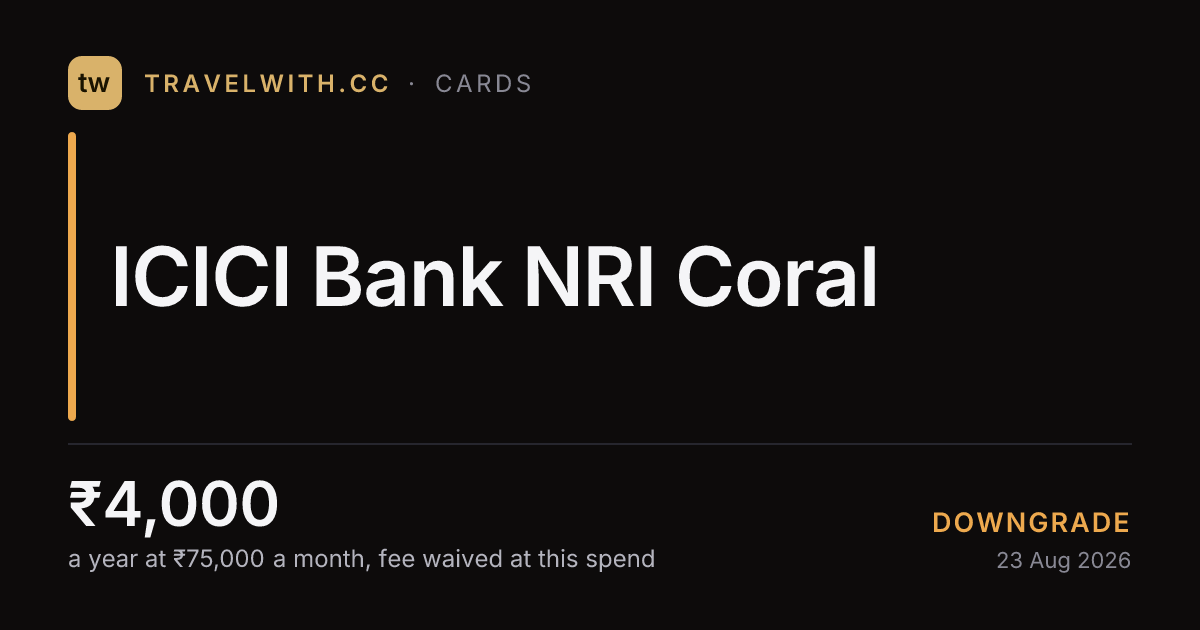 ICICI Bank NRI Coral Card review 2026: worth ₹4,000/yr?
