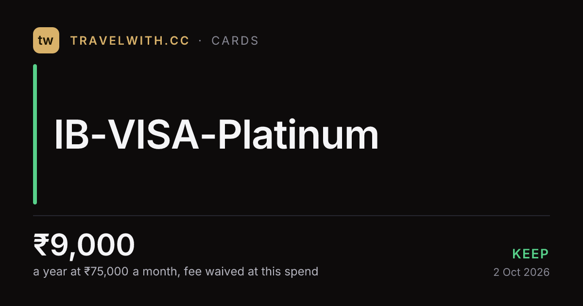IB-VISA-Platinum Credit Card review 2026: worth ₹9,000/yr?