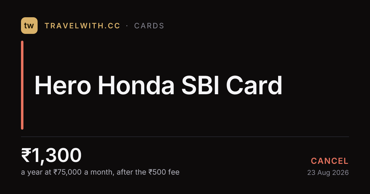 Hero Honda SBI Card review 2026: worth ₹1,300/yr?