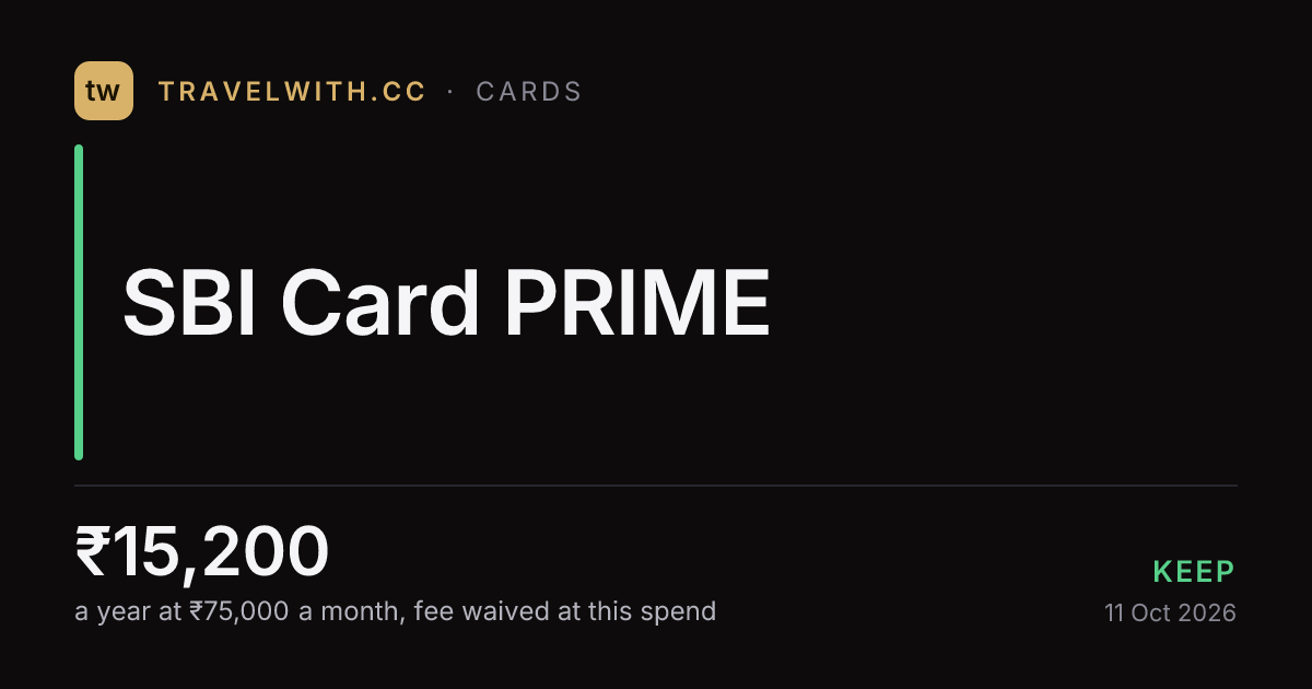 SBI Card PRIME Credit Card review 2026: worth ₹15,200/yr?