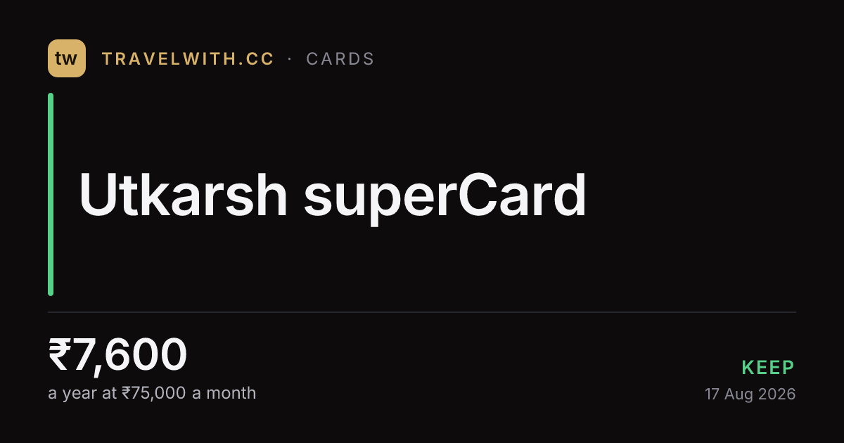 Utkarsh superCard Credit Card review 2026: worth ₹7,600/yr?
